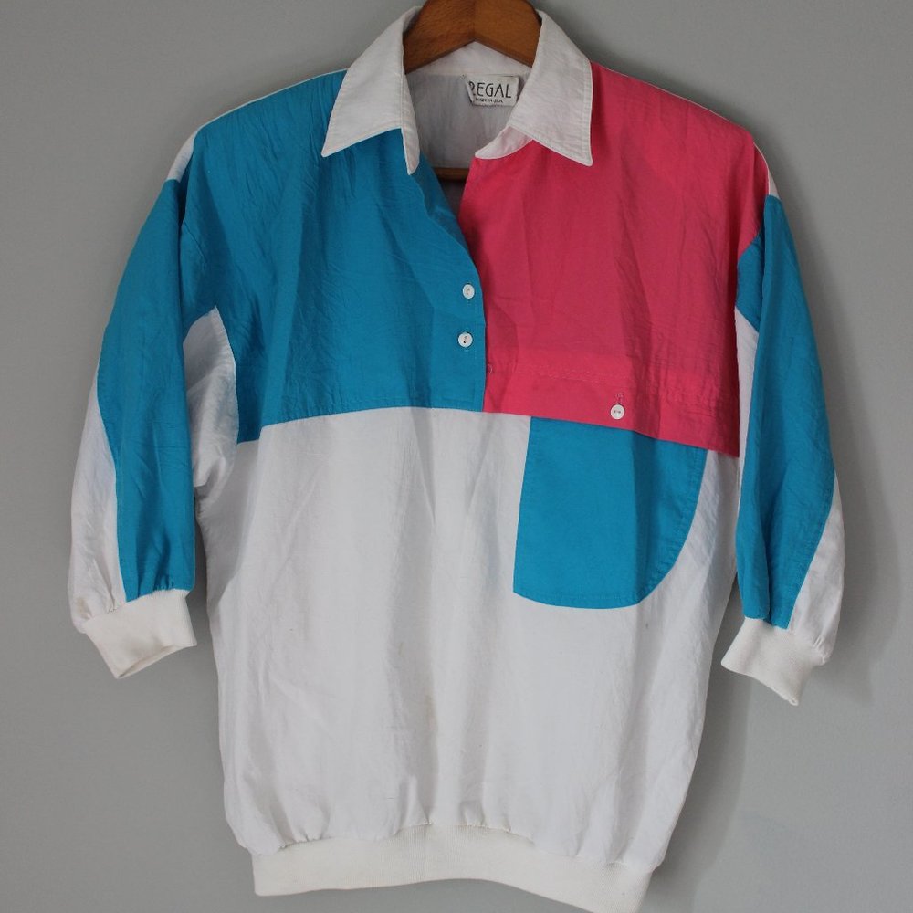 Vintage 80's color block puff shirt